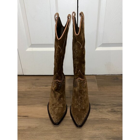 Alessandro Vasini Alison 80mm Suede Western Boots Women’s Size 10( MRSP $975) - Picture 7 of 14